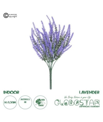 GloboStar® Artificial Garden  LAVENDER BRANCH 21062 Διακοσμητικό Κλαδί Λεβάντας σετ 2 τεμάχια Φ15 x Υ30cm